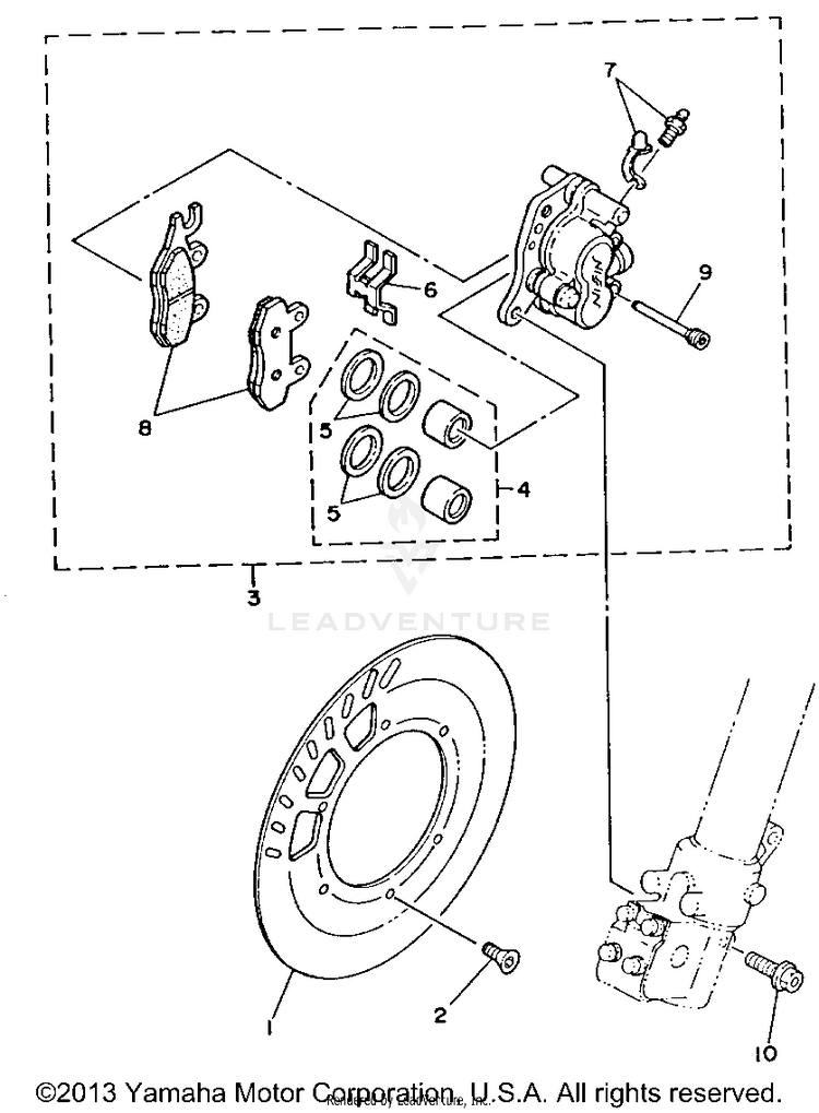 Front Brake Caliper YZ250E1 - 1993 Schematic