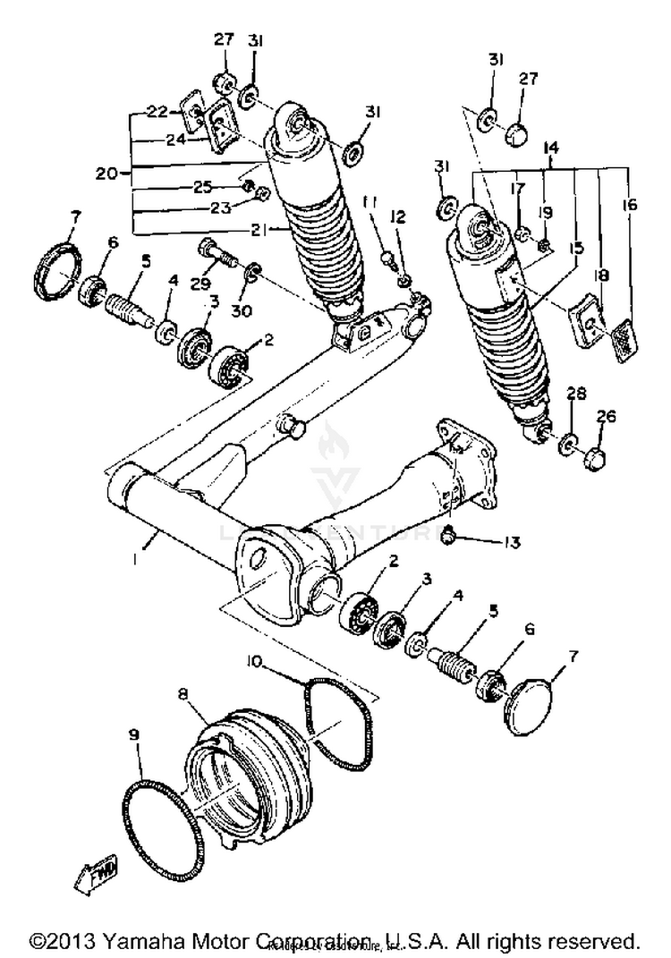 Rear Arm Suspension XS1100LH - 1981 Schematic