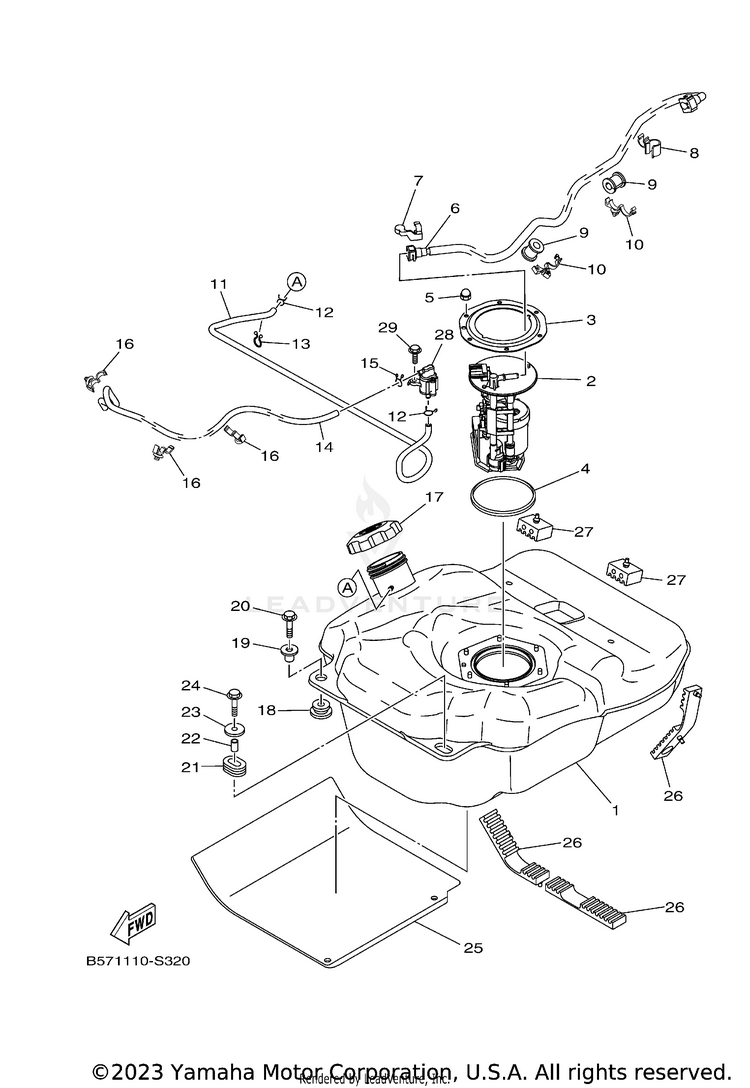 Fuel Tank YXZ1000R EPS SS - YXZ10YEXHL - 2017 Schematic