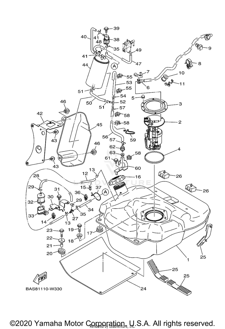 Fuel Tank YXZ1000R SS SE CAL - YXZ10YCCMW - 2021 Schematic