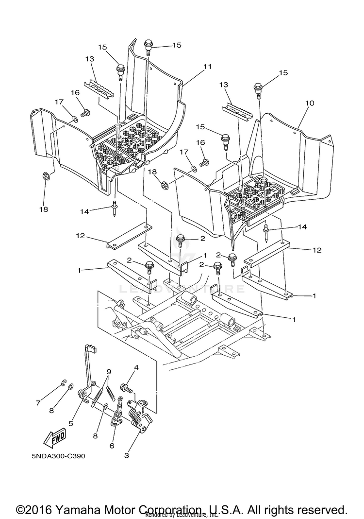 Stand Footrest KODIAK 450 4X4 HARDWOODS - YFM45FAHS - 2004 Schematic