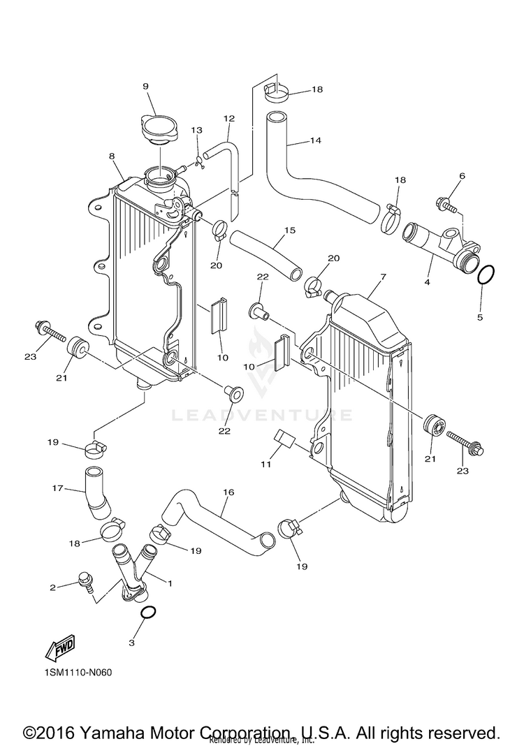 Radiator Hose YZ250F - YZ250FG - 2016 Schematic