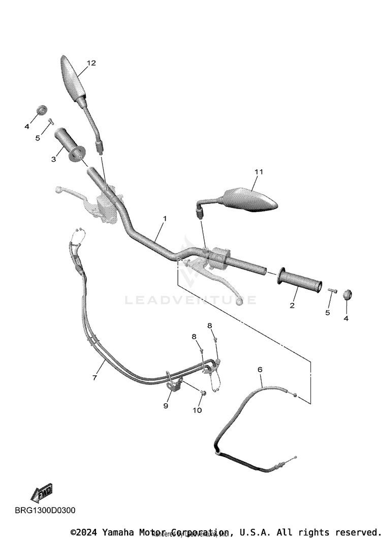 Steering Handle & Cable MT03 - MT03SCB - 2025 Schematic