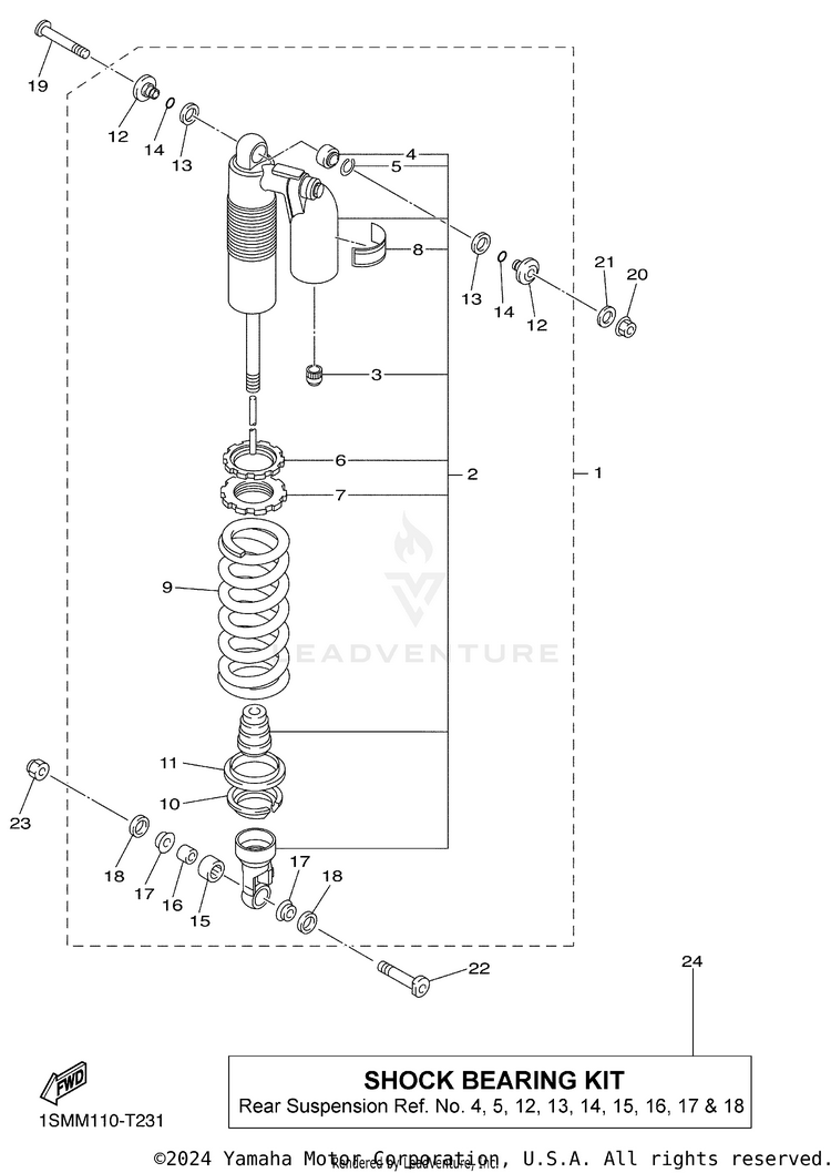 Rear Suspension YZ250F - YZ250FHL - 2017 Schematic