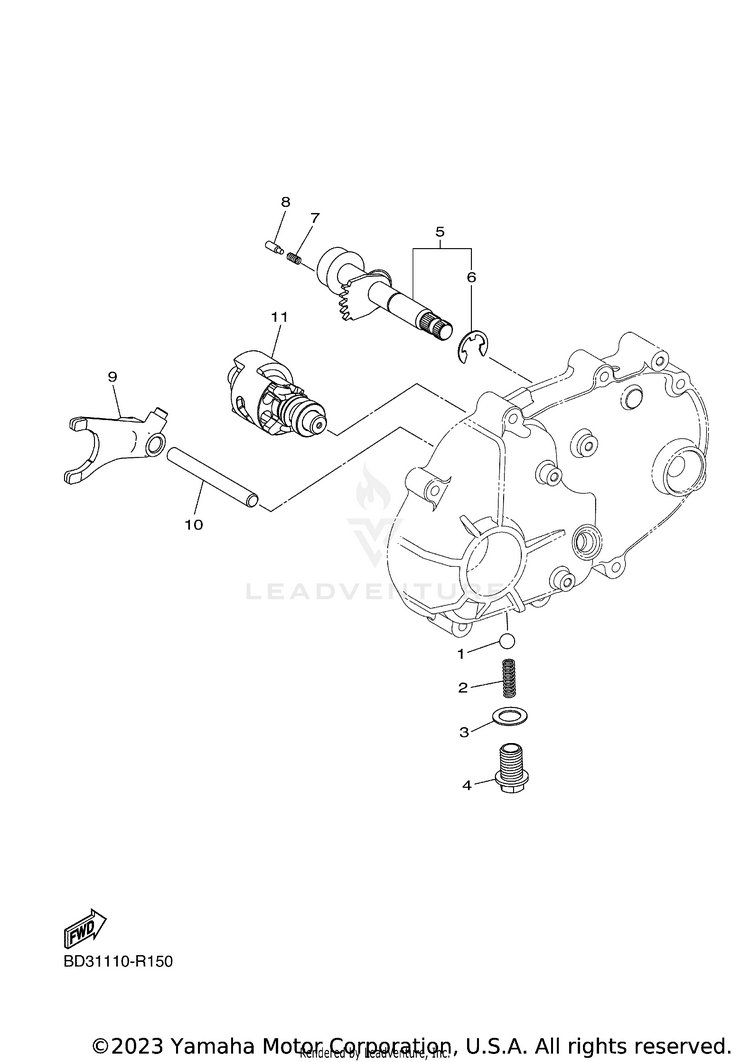 Shift Cam & Fork RAPTOR 110 - YFM01RYXRG - 2024 Schematic