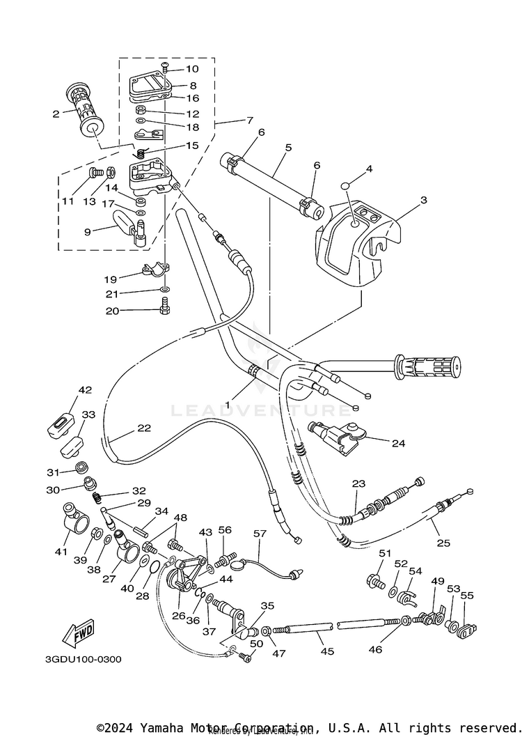 Steering Handle. Cable Schematic