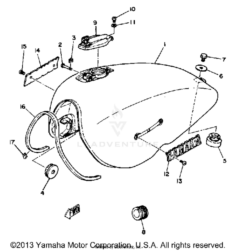 Fuel Tank XS1100LG - 1980 Schematic