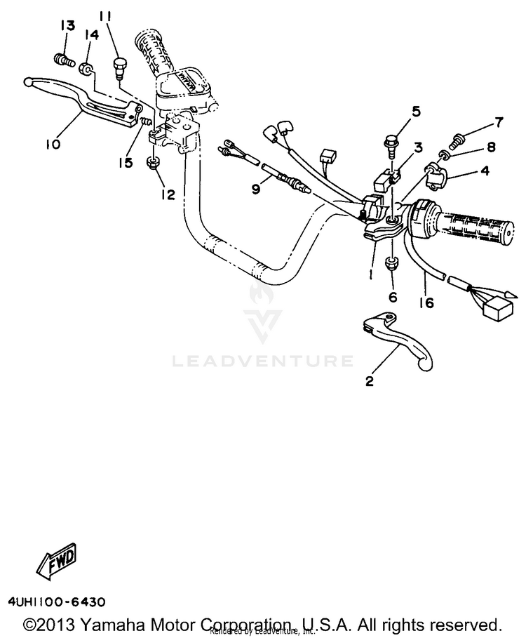 Handle Switch Lever BIG BEAR 2WD - YFM350UH - 1996 Schematic