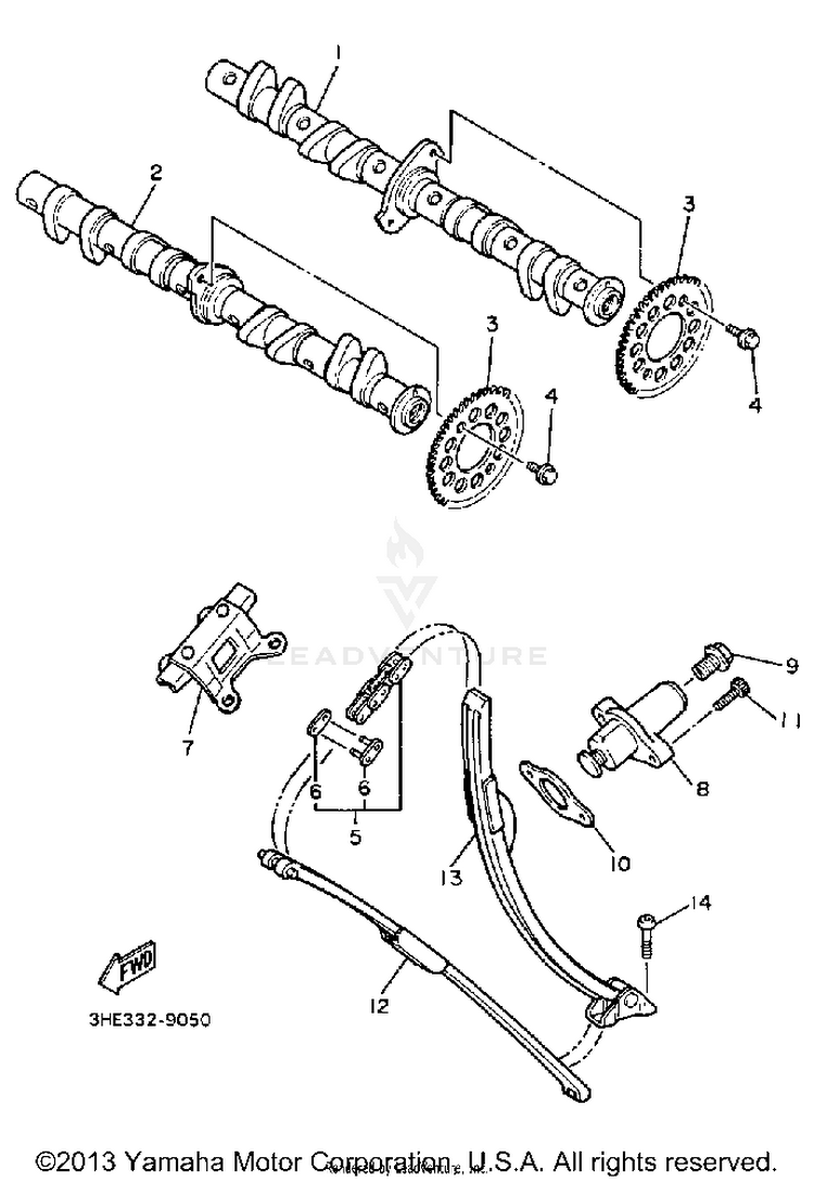 Camshaft Chain FZR600AC - 1990 Schematic