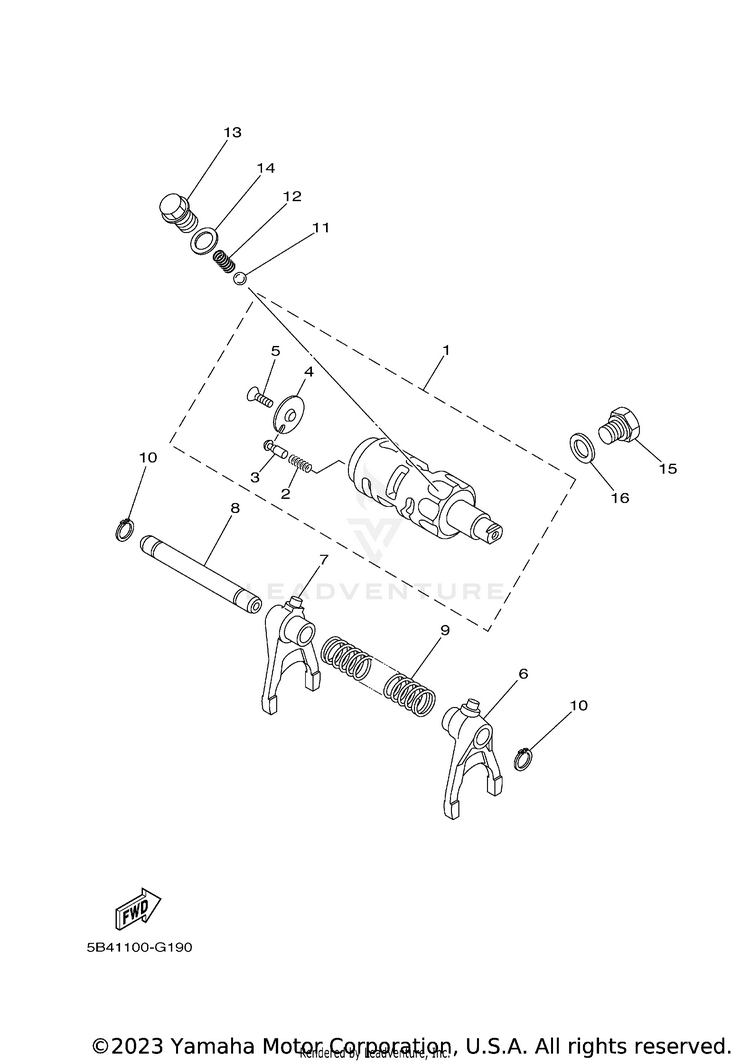 Shift Cam Fork RHINO 700 FI  SPECIA - YXR7FSEYB - 2009 Schematic