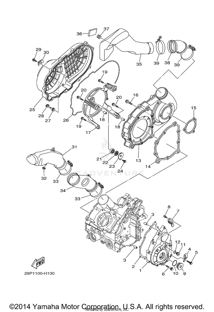 Crankcase Cover 1 GRIZZLY 700 FI 4WD - YFM7FGZB - 2010 Schematic