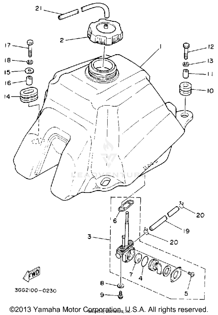 Fuel Tank BANSHEE - YFZ350D_MN - 1992 Schematic