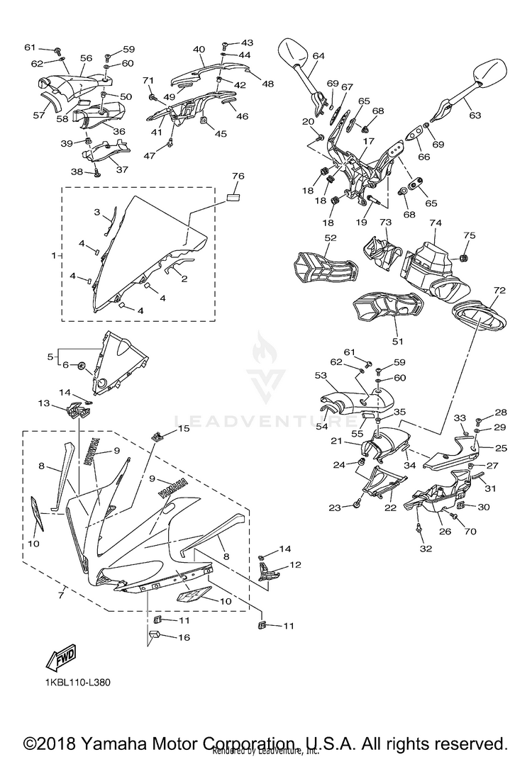Cowling 1 YZFR1 WORLD GP 50TH - YZFR1BCGP - 2012 Schematic