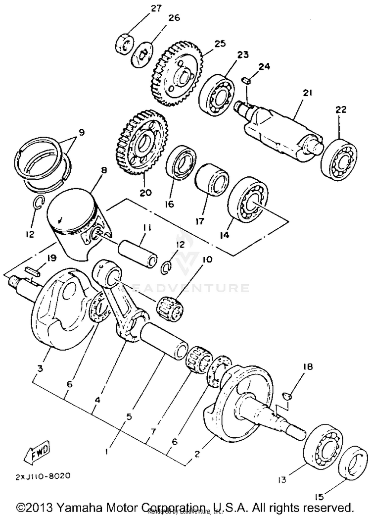 Crankshaft Piston BLASTER - YFS200D_MN - 1992 Schematic