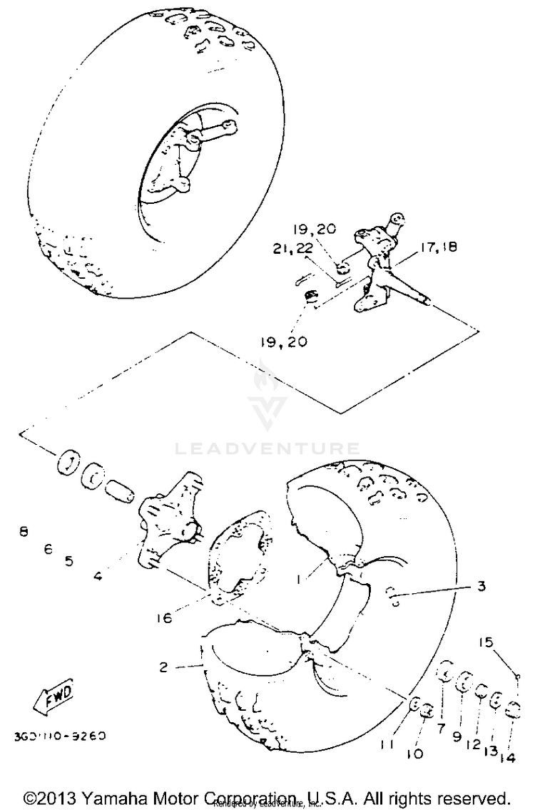 Front Wheel BANSHEE - YFZ350E - 1993 Schematic