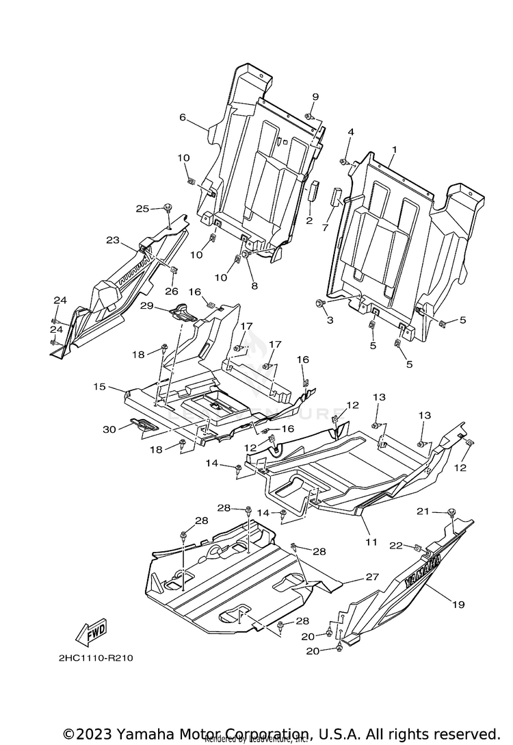 Side Cover YXZ1000R EPS SS SE - YXZ10YESJL - 2018 Schematic