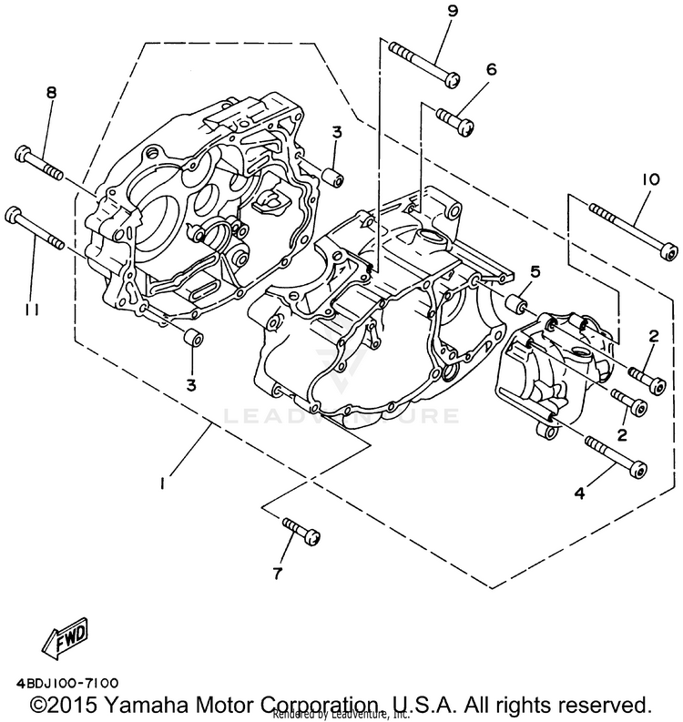 Crankcase BEAR TRACKER 2WD_REALTREE - YFM250XHP - 2002 Schematic