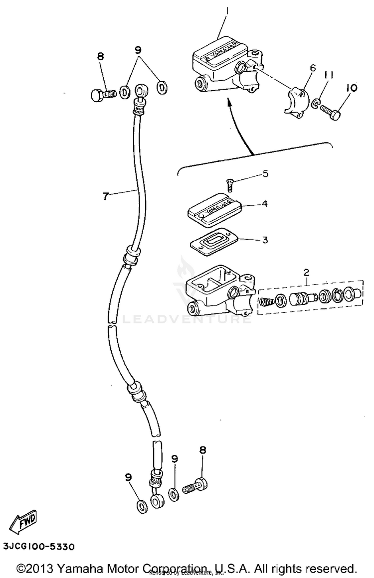 Front Master Cylinder VIRAGO 535 - XV535GC - 1995 Schematic