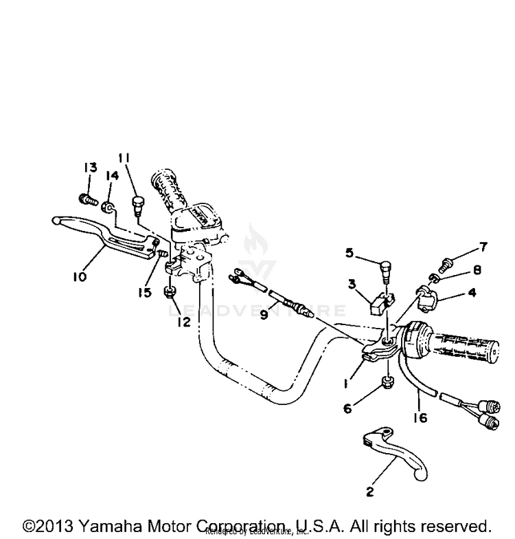 Handle Switch - Lever BIG BEAR 4WD - YFM350FWB - 1991 Schematic