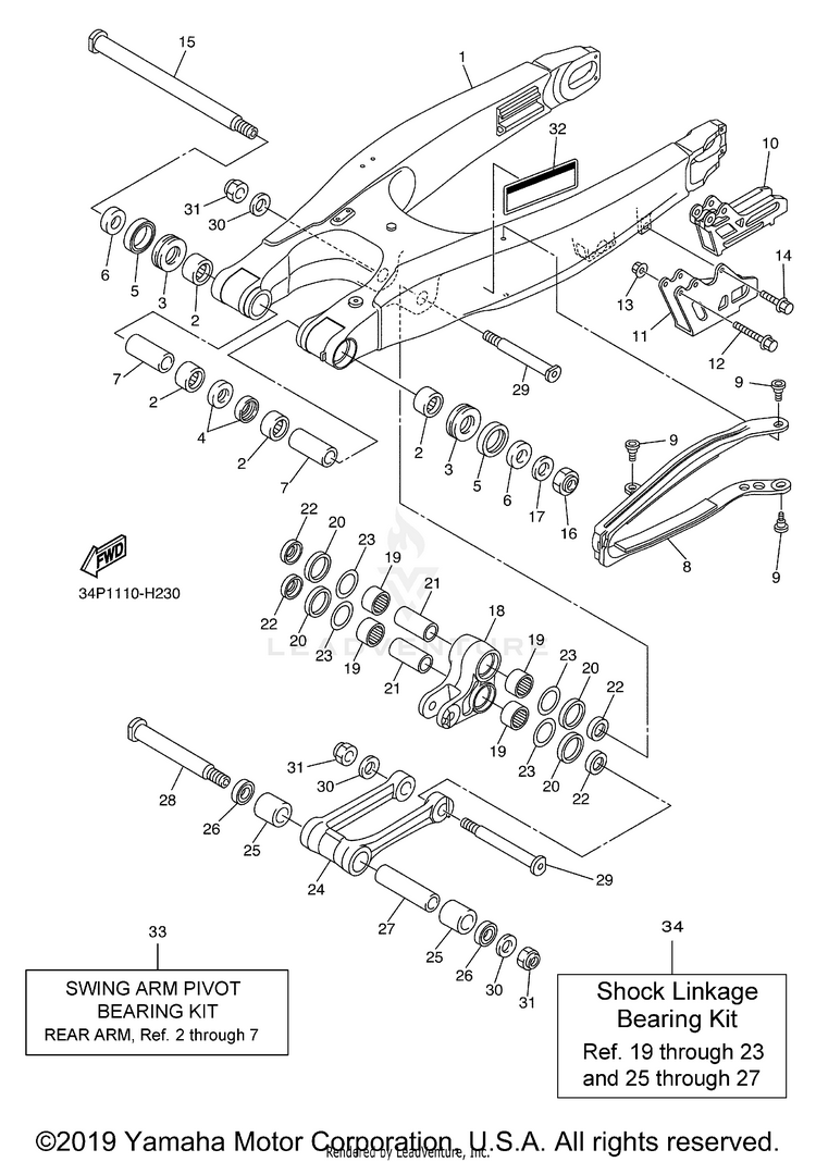 Rear Arm YZ450F - YZ450FYL - 2009 Schematic