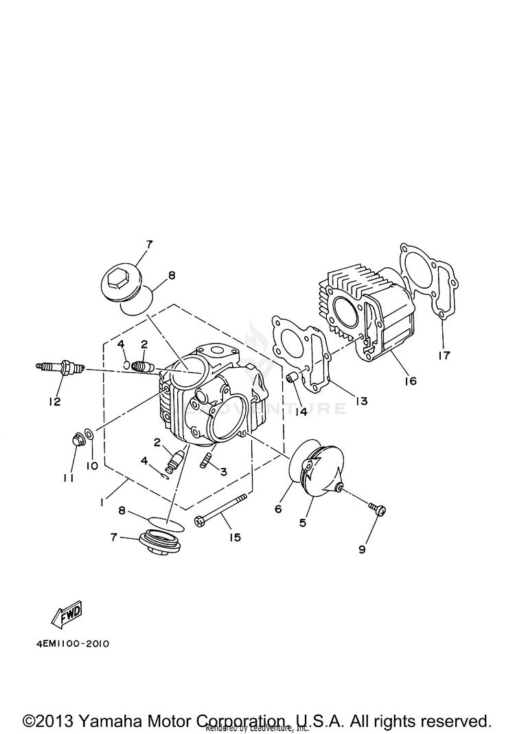 Cylinder GRIZZLY 80 - YFM80GW - 2007 Schematic