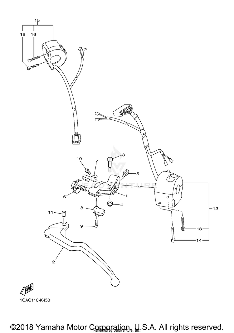 Handle Switch Lever FZ1 - FZS10ECW - 2014 Schematic