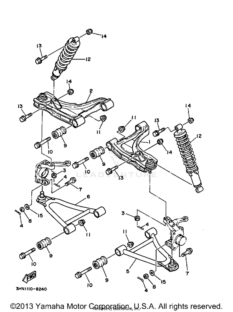 Front Suspension-Wheel BIG BEAR - YFM350FWB_MNH - 1991 Schematic