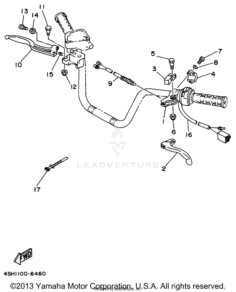 Handle Switch - Lever KODIAK 4WD - YFM400FWH - 1996 Schematic