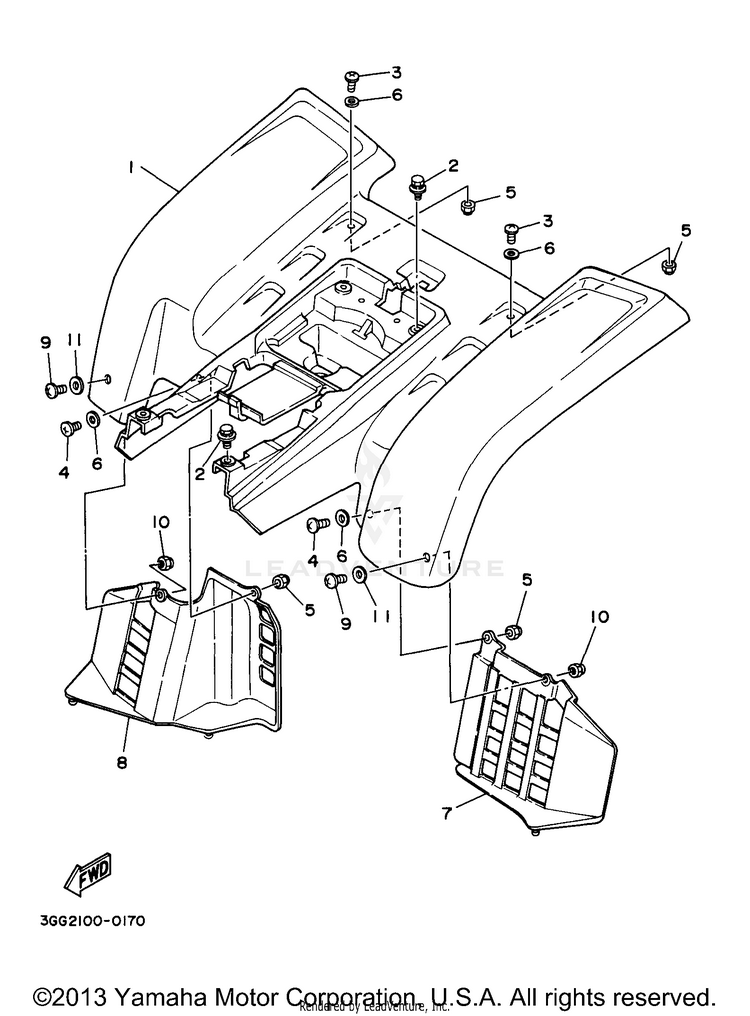 Rear Fender BANSHEE - YFZ350J - 1997 Schematic
