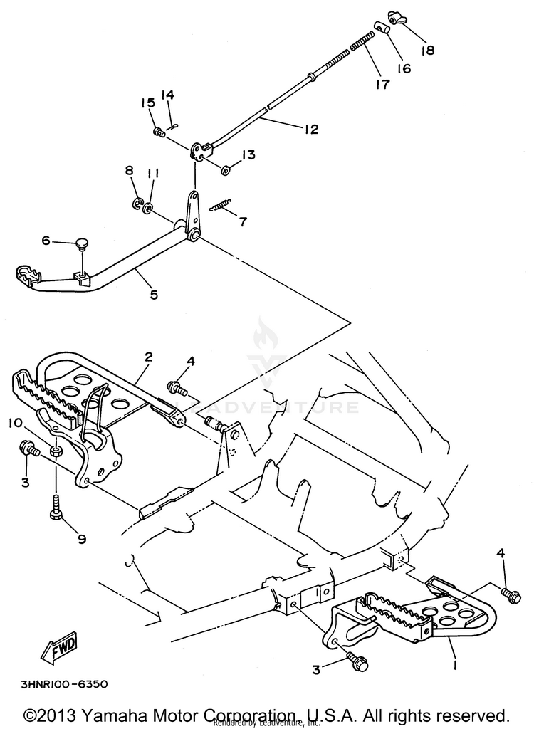 Stand - Footrest BIG BEAR 4WD - YFM350FWH - 1996 Schematic