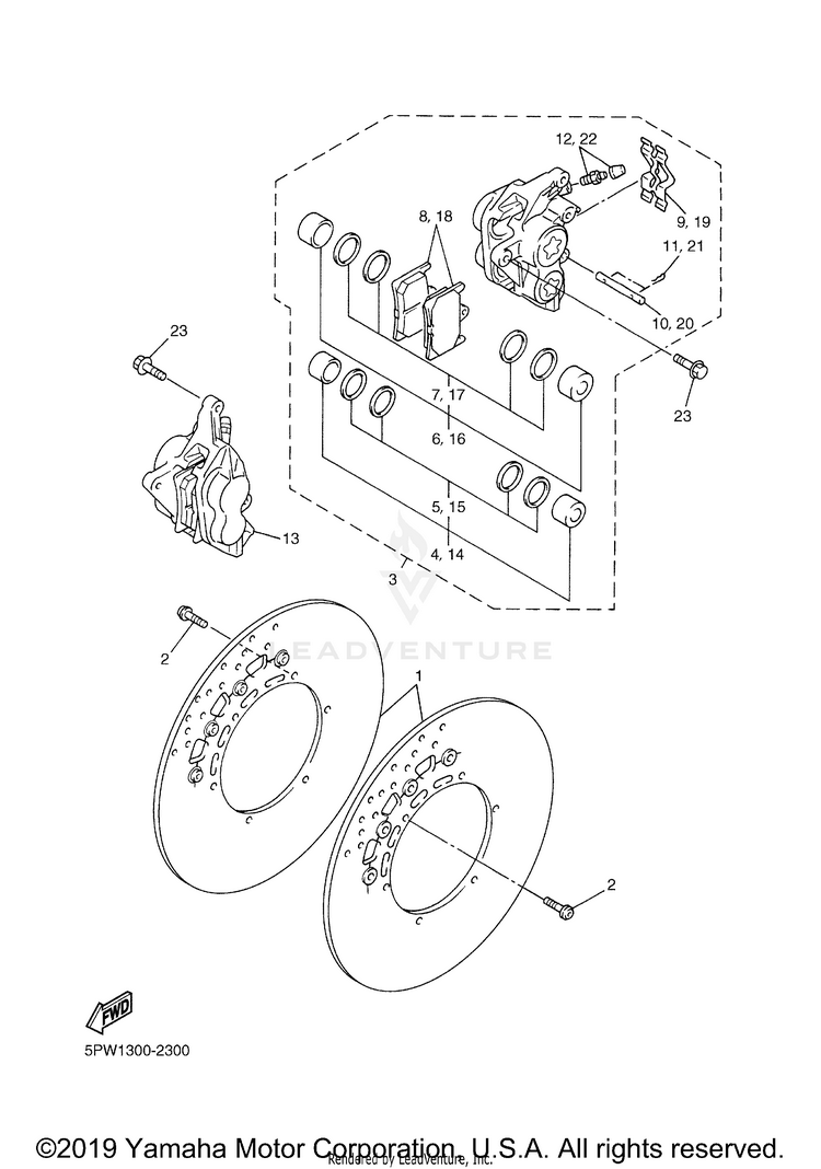 Front Brake Caliper R1 - YZFR1RC - 2003 Schematic