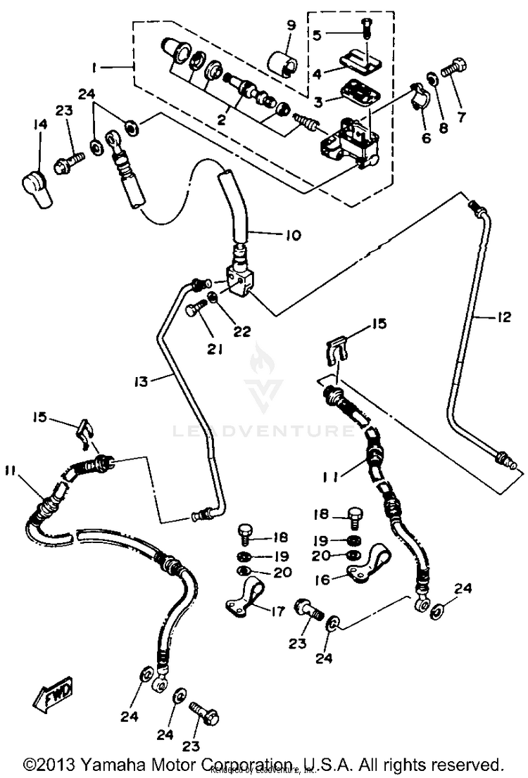 Front Master Cylinder BIG BEAR 4WD - YFM350FWD - 1992 Schematic