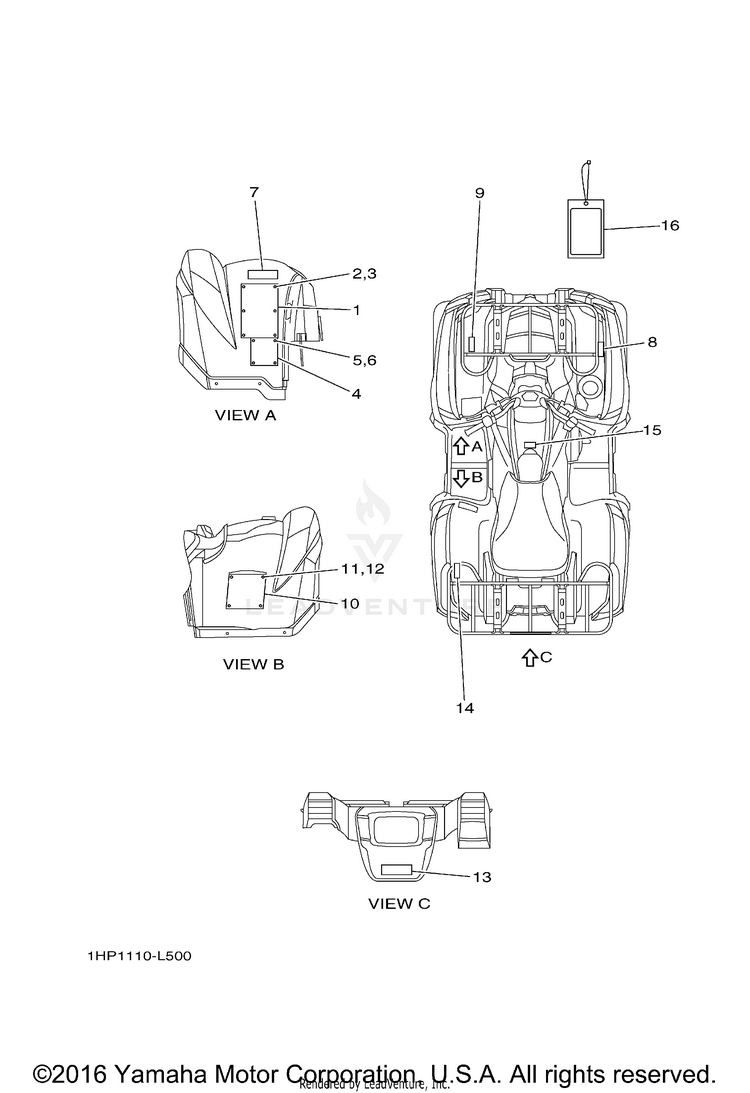 Emblem Label 1 GRIZZLY 700 4WD - YFM7FGBGR - 2012 Schematic