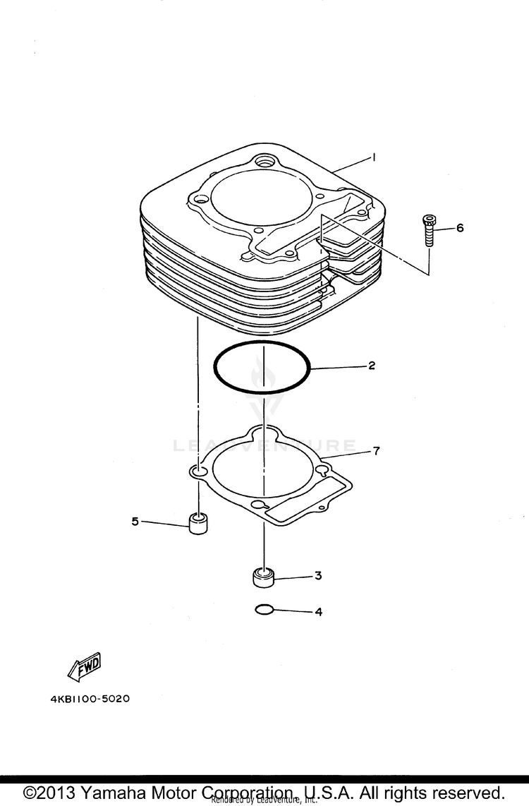 Cylinder WOLVERINE 4WD - YFM350FXH_ - 1996 Schematic