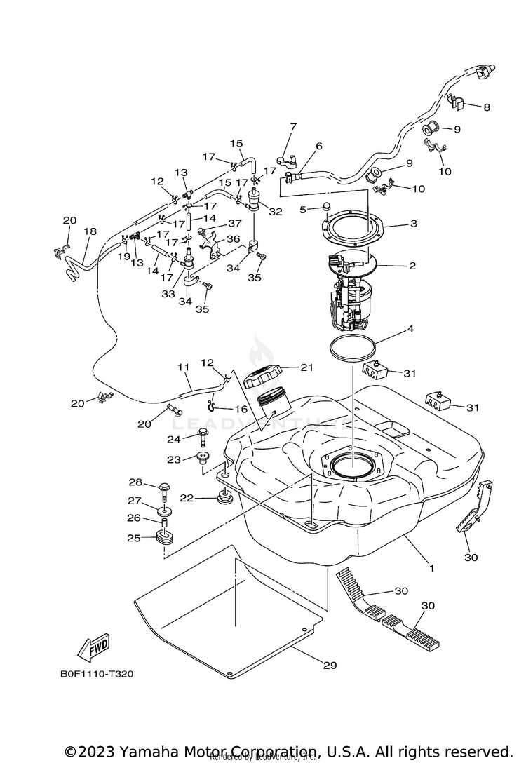 Fuel Tank YXZ1000R EPS SS SE - YXZ10YESJL - 2018 Schematic