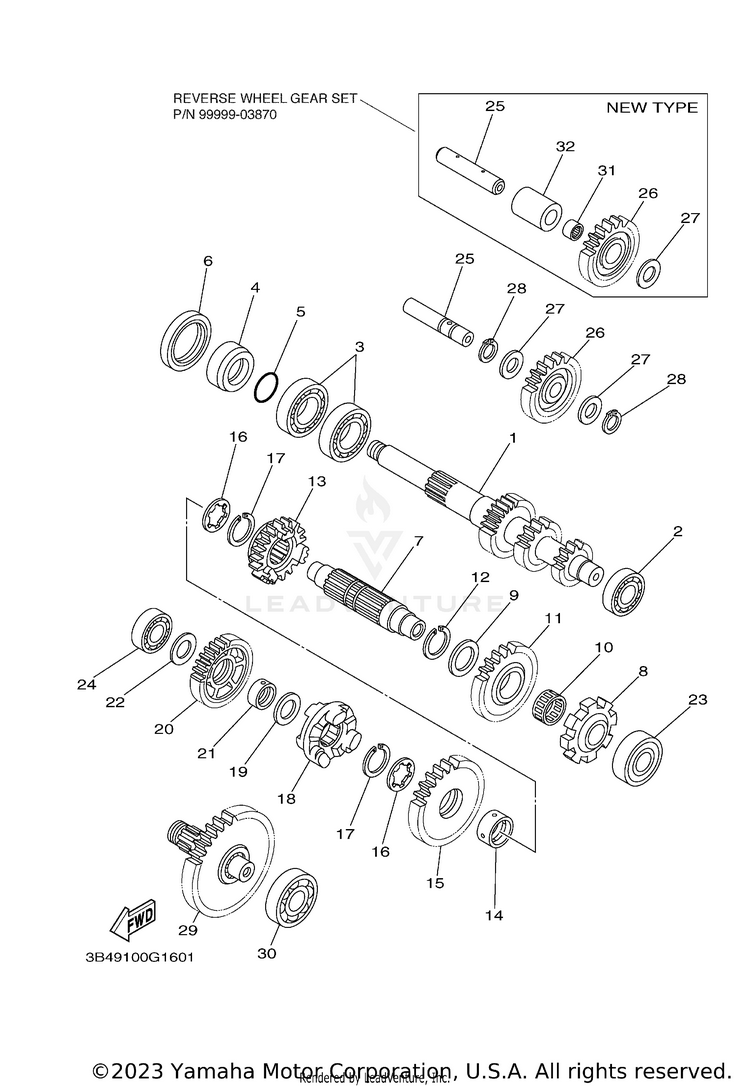 Transmission GRIZZLY 700 FI EPS 4WD - YFM7FGPZGR - 2010 Schematic