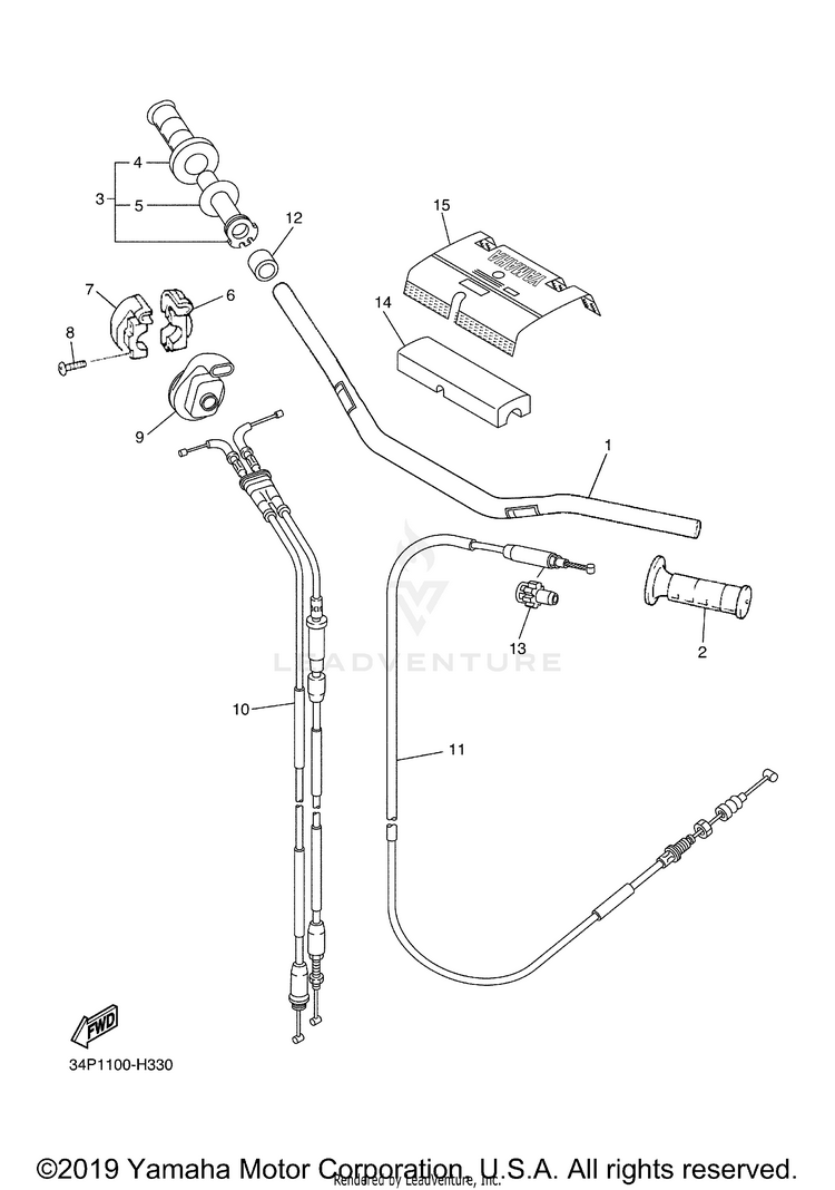 Steering Handle Cable YZ450F - YZ450FYL - 2009 Schematic