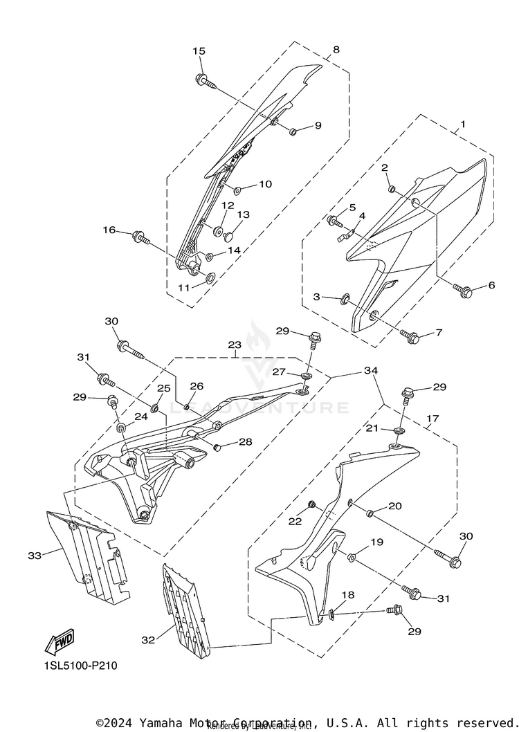 Side Cover YZ450F - YZ450FFL - 2015 Schematic
