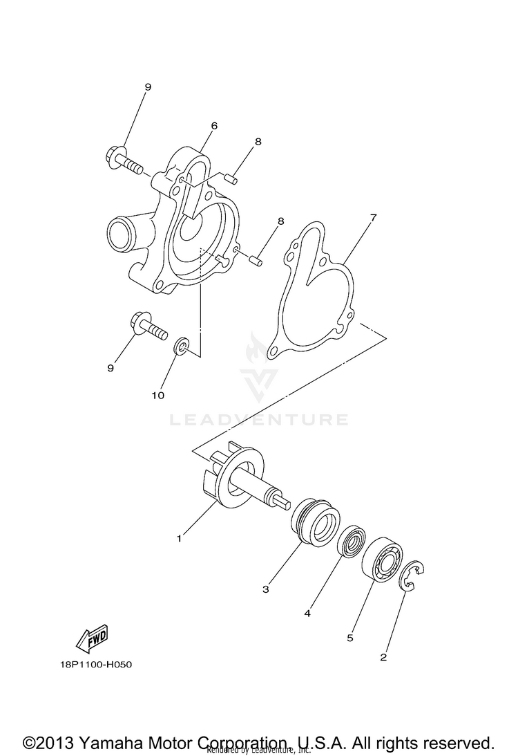 Water Pump YFZ450R (BLUISH WHITE SOLID 1) - YFZ450RYW - 2009 Schematic