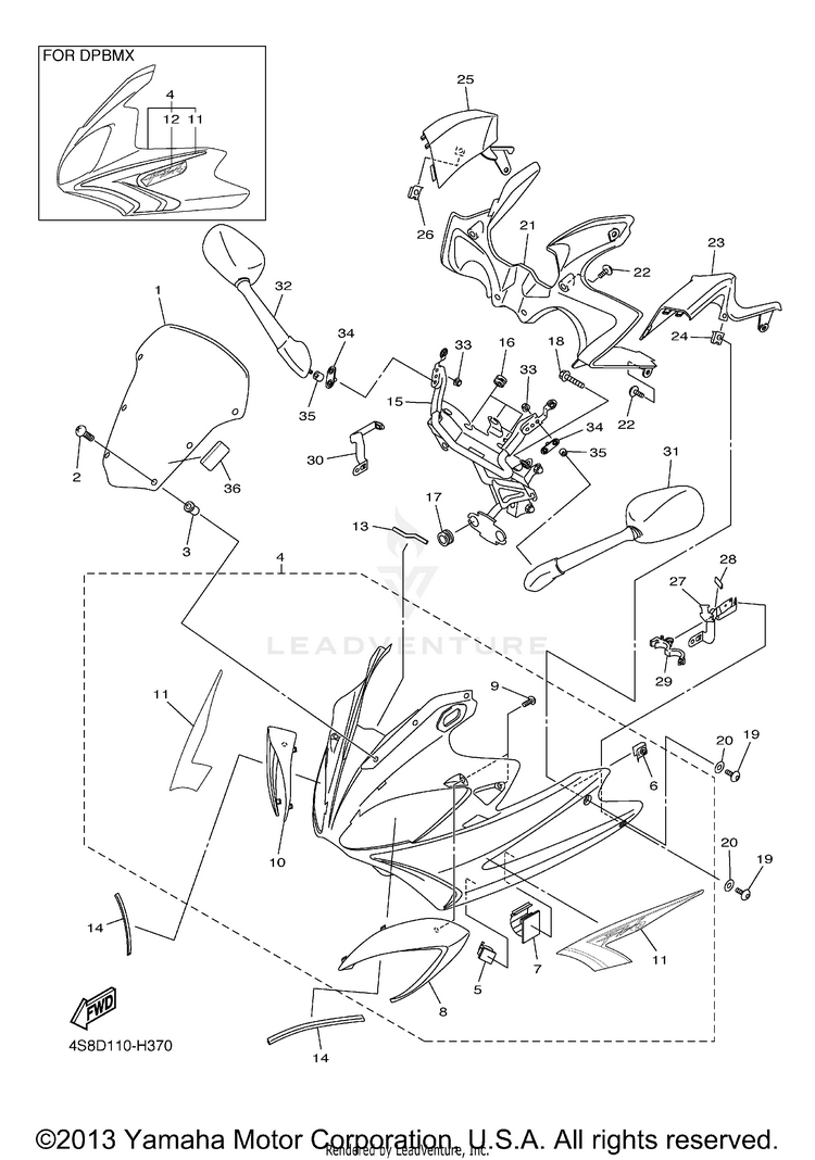 Cowling 1 FZ6 - FZS6YCB - 2009 Schematic
