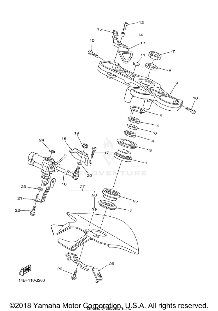 Steering YZFR1 - YZFR1ZCB - 2010 Schematic