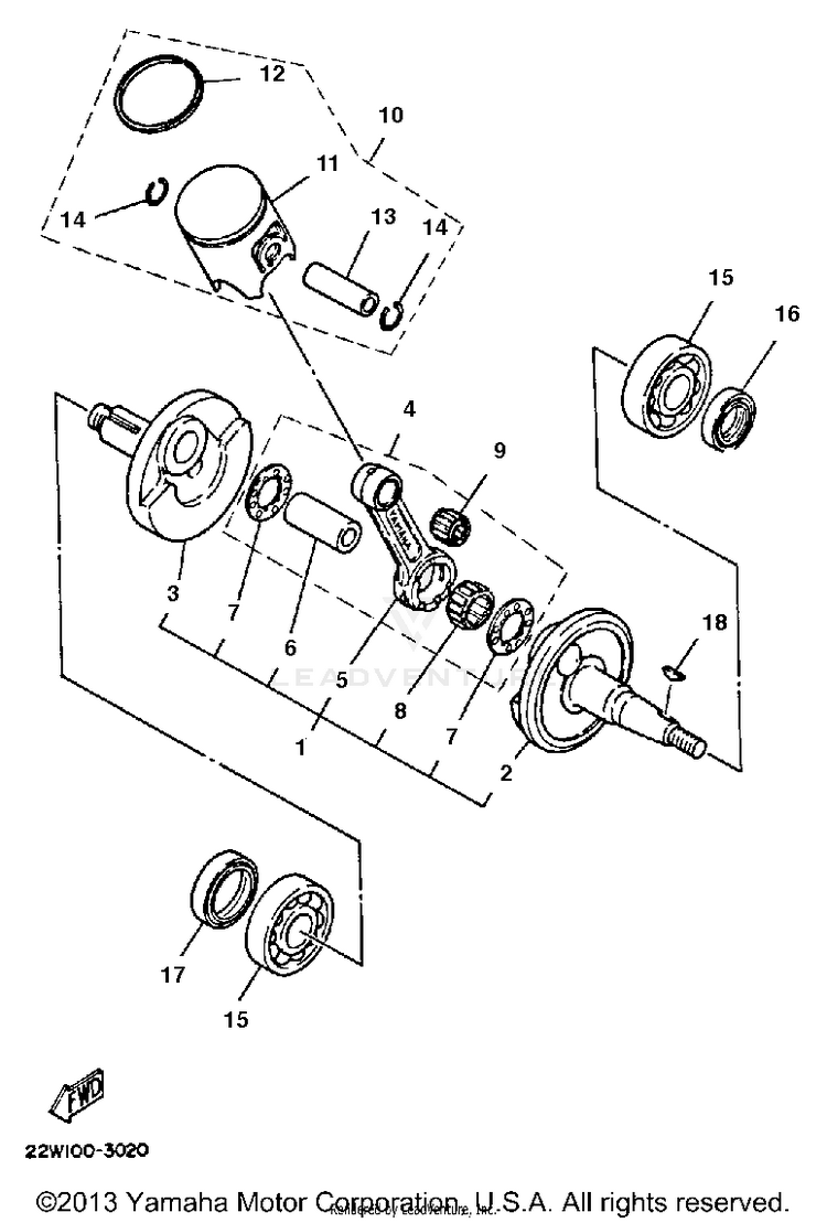 Crankshaft-Piston (Yz80l) Schematic