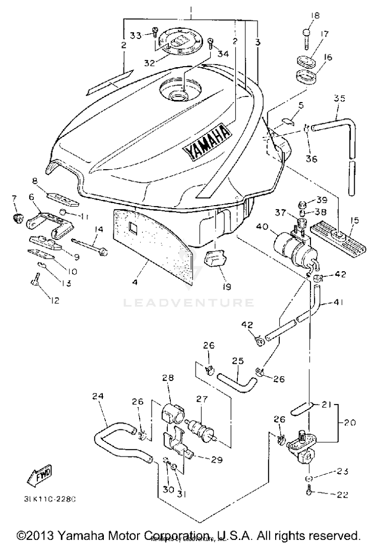 Fuel Tank Non California Model Schematic