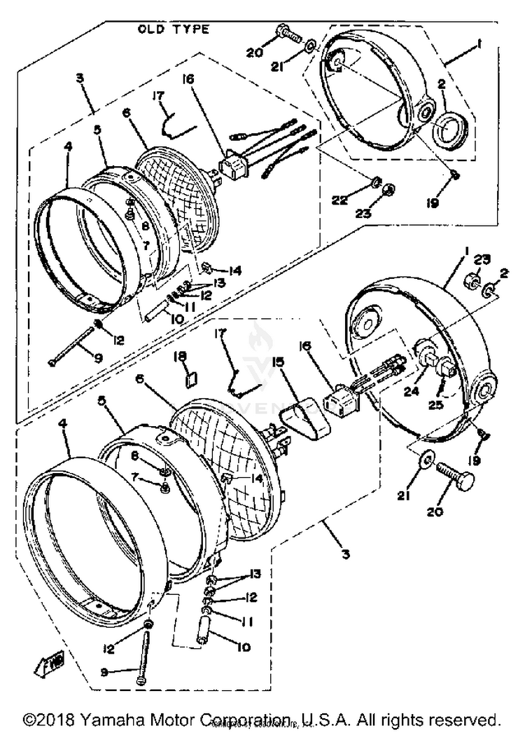 Headlight 250b - C - 400b - C Schematic