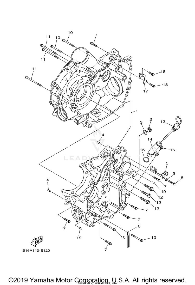 Crankcase KODIAK 700 - YFM70KDXJG - 2018 Schematic