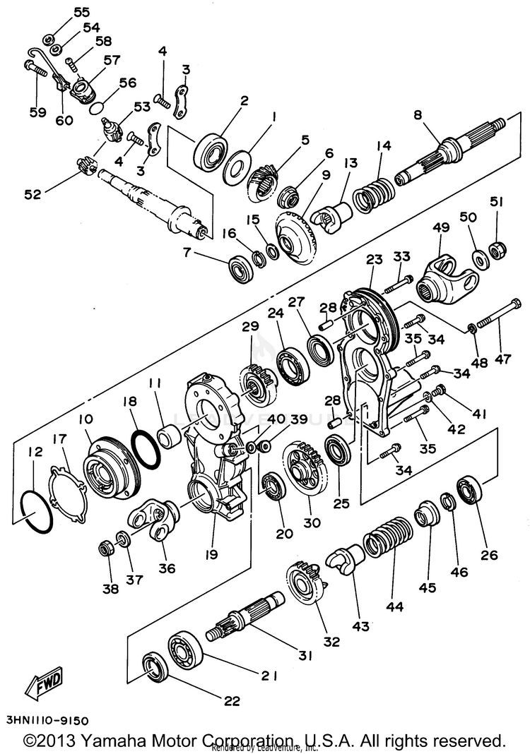 Middle Drive Gear KODIAK 4WD - YFM400FWG - 1995 Schematic