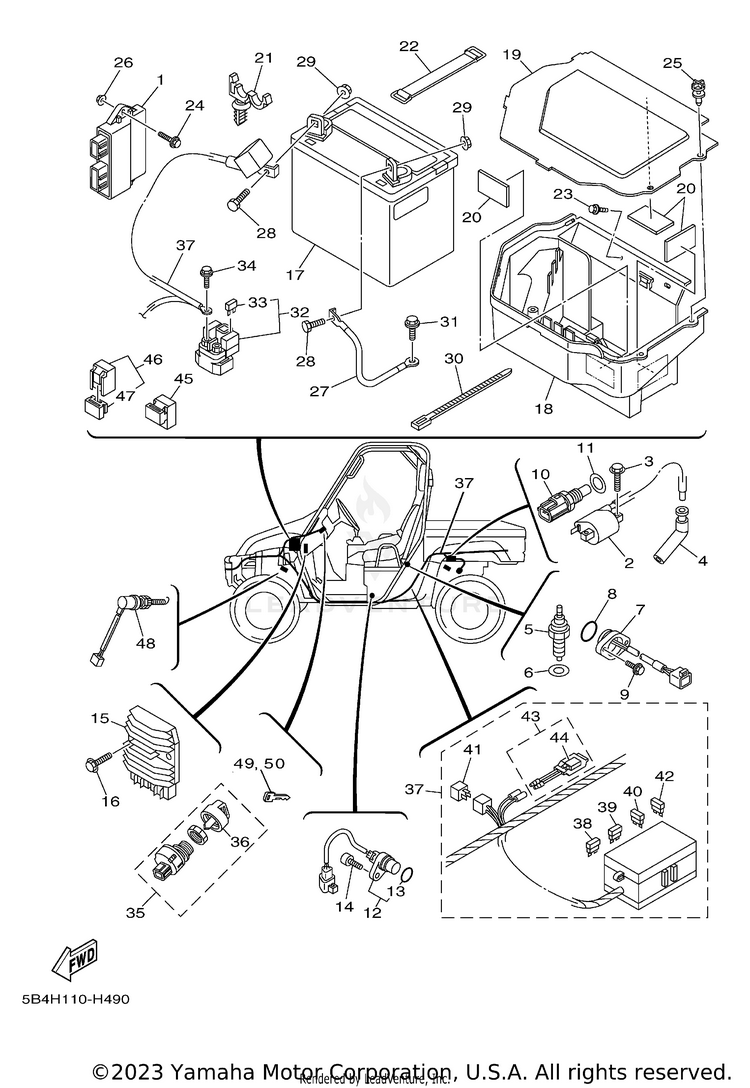 Electrical 1 RHINO 700 FI DUCKS U - YXR7FDUY - 2009 Schematic