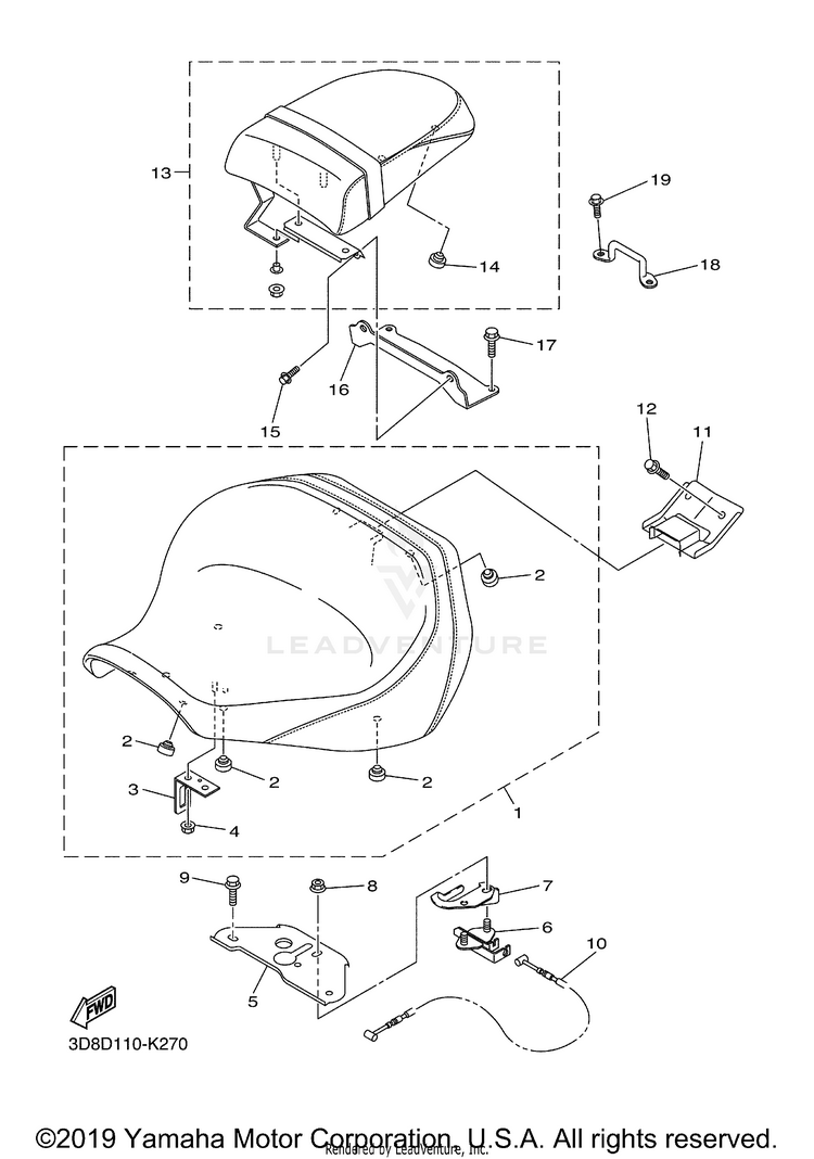 Seat V STAR 1300 DELUXE - XVS13BGFCR - 2015 Schematic