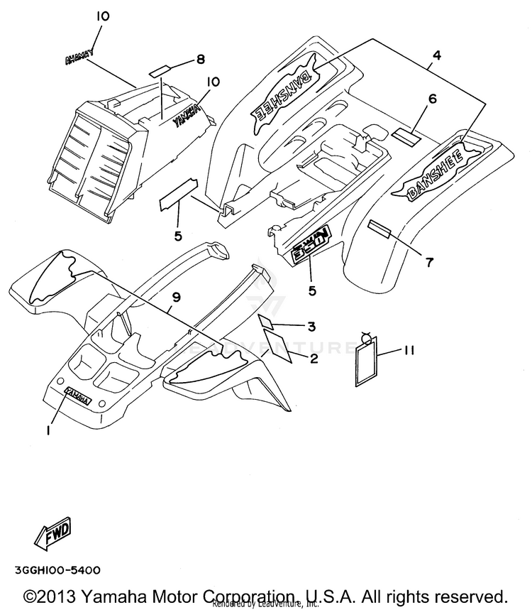 Emblem - Label 1 BANSHEE - YFZ350H - 1996 Schematic