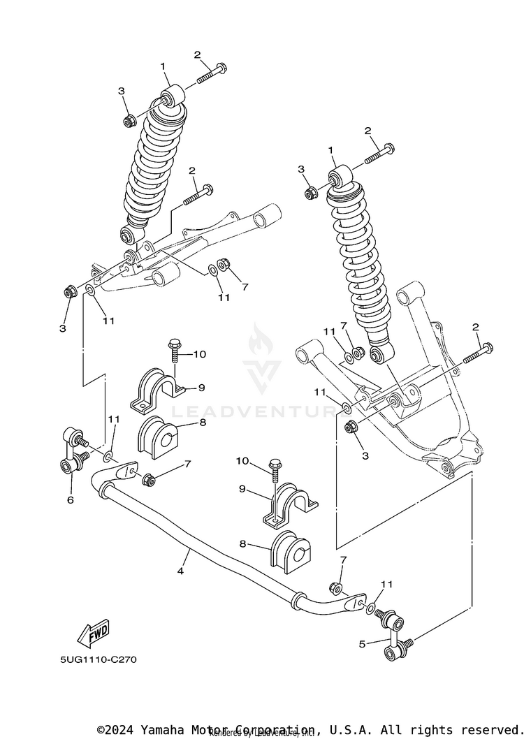 Rear Suspension RHINO 660 - YXR660FAS - 2004 Schematic